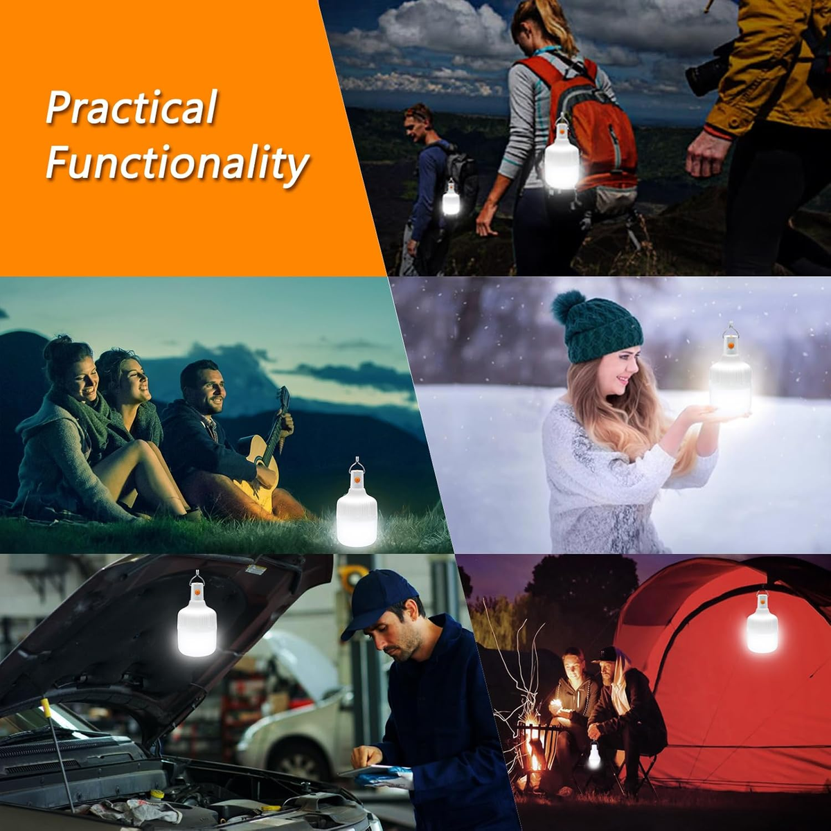 2 Lampade Da Campeggio LED Ricaricabili | Impermeabili IPX4 | 3 Modalità | USB | Esterno - Foto 6