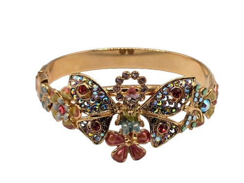 Kirks Folly Crystal Watch Bangle Bracelet Gold Leopard Print Rhinestone Bin6 Two Tone Gold Animal Print Swarovski Crystal Bangle Bracelet  main image 4