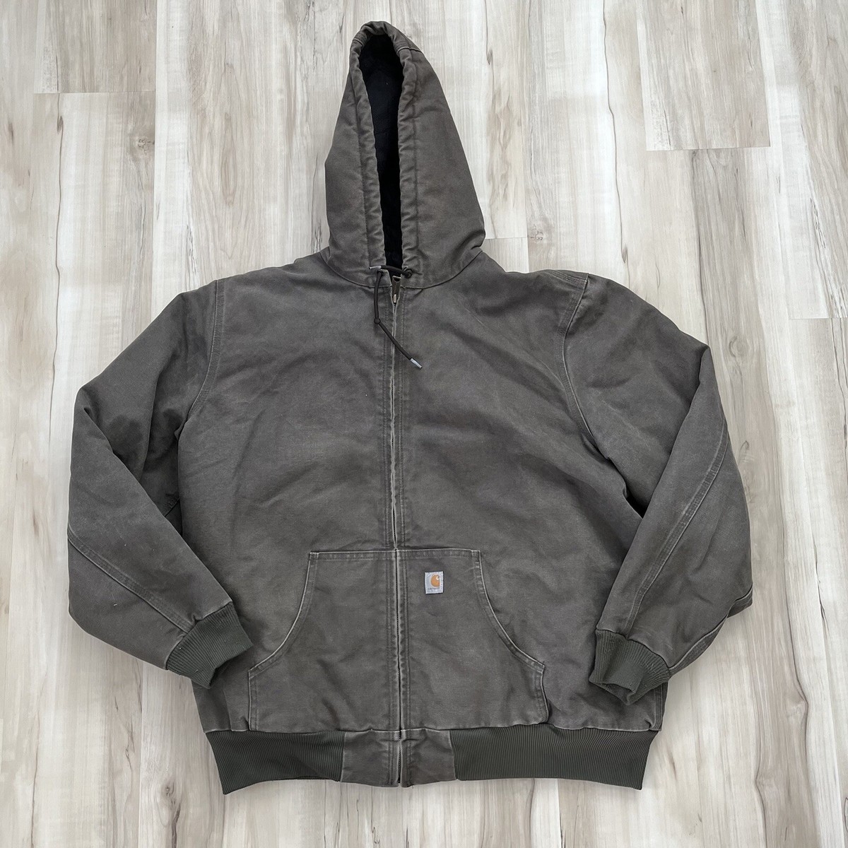 Vintage Carhartt WJ130 Green/Gray Full Zip Canvas Quilt