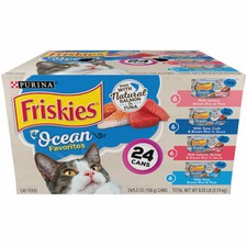 Friskies Wet Cat Food - Ocean Favorites Variety Pack, w Salmon  Tuna, 24 Cans  