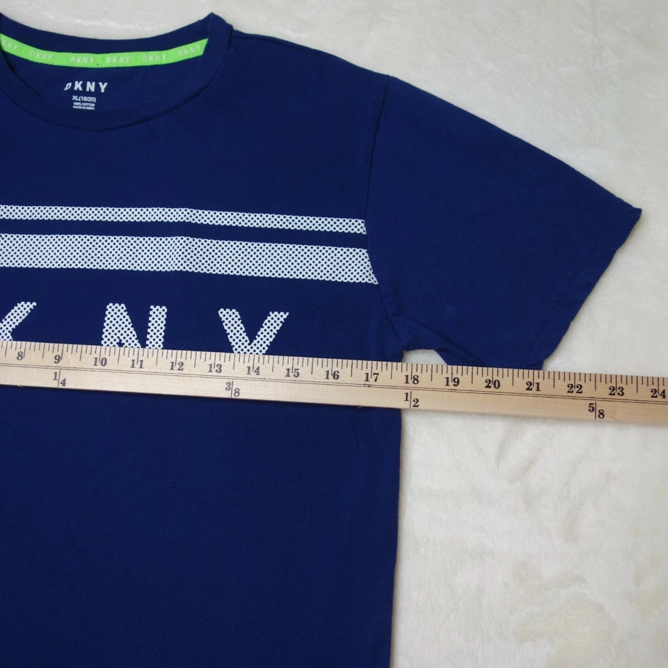 DKNY Youth Boys (18-20) T-Shirt Extra Large XL Blue White Front Logo Casual Tee - Image 4 of 4