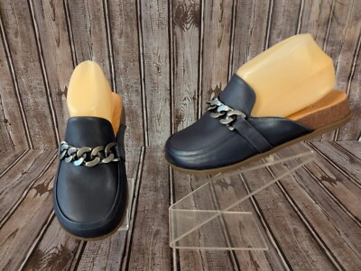 Sz 6 M Vionic Georgie Blue Leather Women's Comfort Mules Slip-On Shoes VGUC!