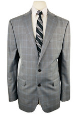 CHAPS RALPH LAUREN Mens 42L Gray Check Super Soft Blazer Sport Coat Suit Jacket