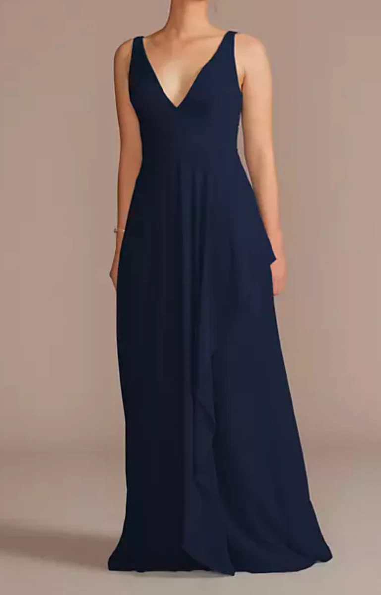 grape bridesmaid dresses uk BABARONI Chiffon Grape Bridesmaid Dresses A-line V-neck Sleeveless  Floor-length – BABARONI UK main image 0