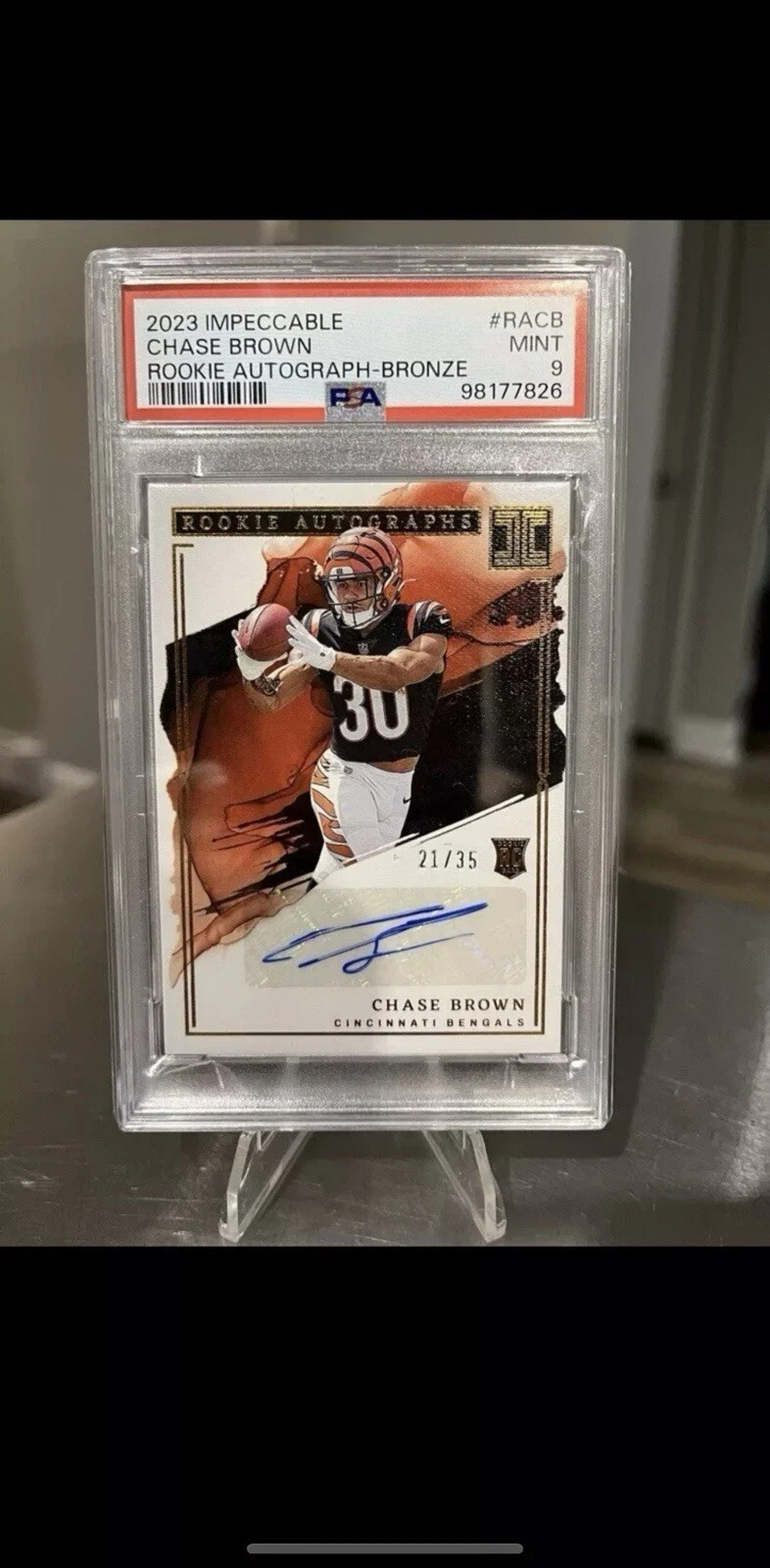 Chase Brown Panini Impeccable Rookie Autographs #RACB Bronze