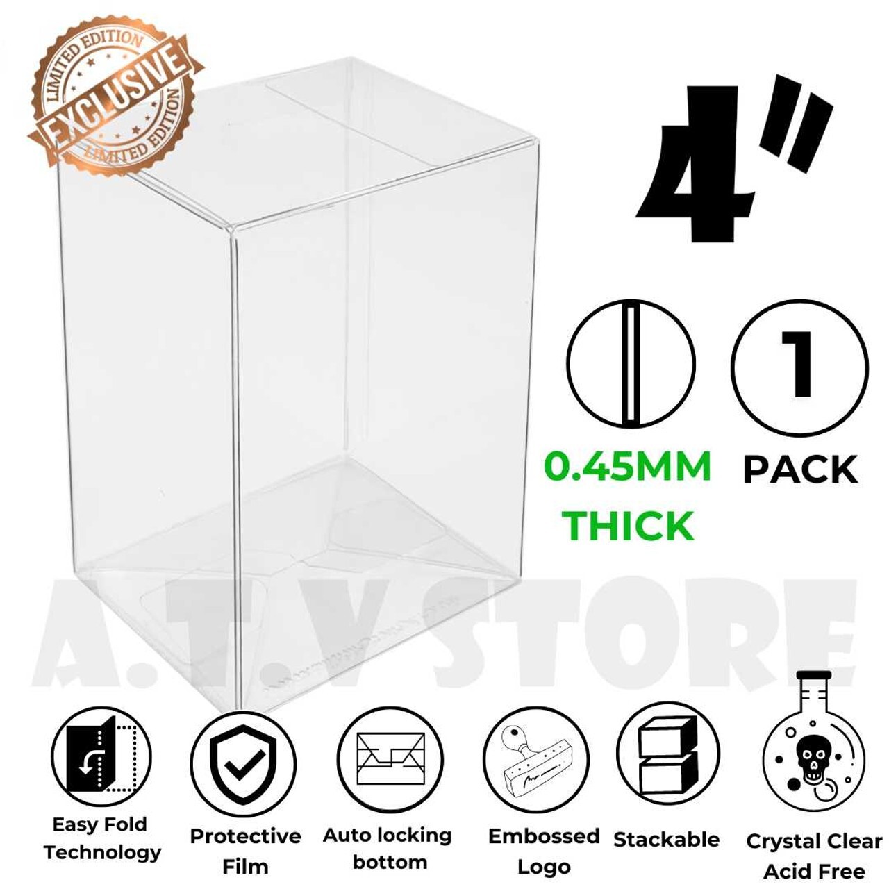 ATV 4" Protectors / Cases For 4" Funko Pop Vinyl 0.45mm Strong Thickness (1-100)
