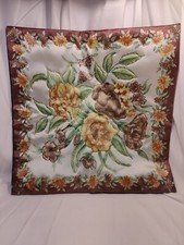 Vintage Flowers Pillow Covers 16x16 Inches, Yellow  Brown Roses Green Leaves