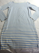 UNIQLO PRETTY LIGHT BLUE & WHITE STRIPED LONG SLEEVE COTTON JERSEY DRESS UK 10