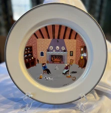 Villeroy & Boch Naif Christmas Laplau Dinner Plate 10.5" “By the Fireside” RARE