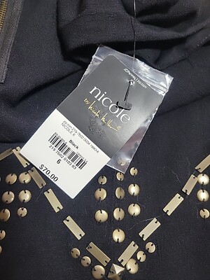 Nicole by Nicole Miller Black Embellished Gold Beaded Dress Size 6 NEW |  eBay