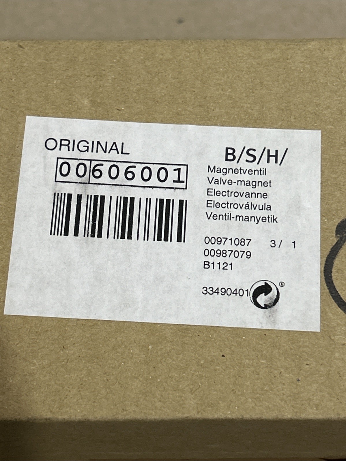 Bosch 00606001 Valve-Magnet