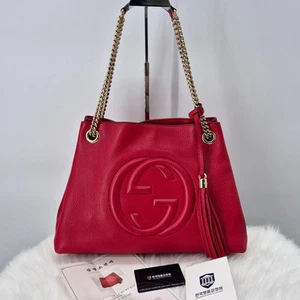 Sac bandoulière chaîne Gucci Soho rouge 308982 125874582