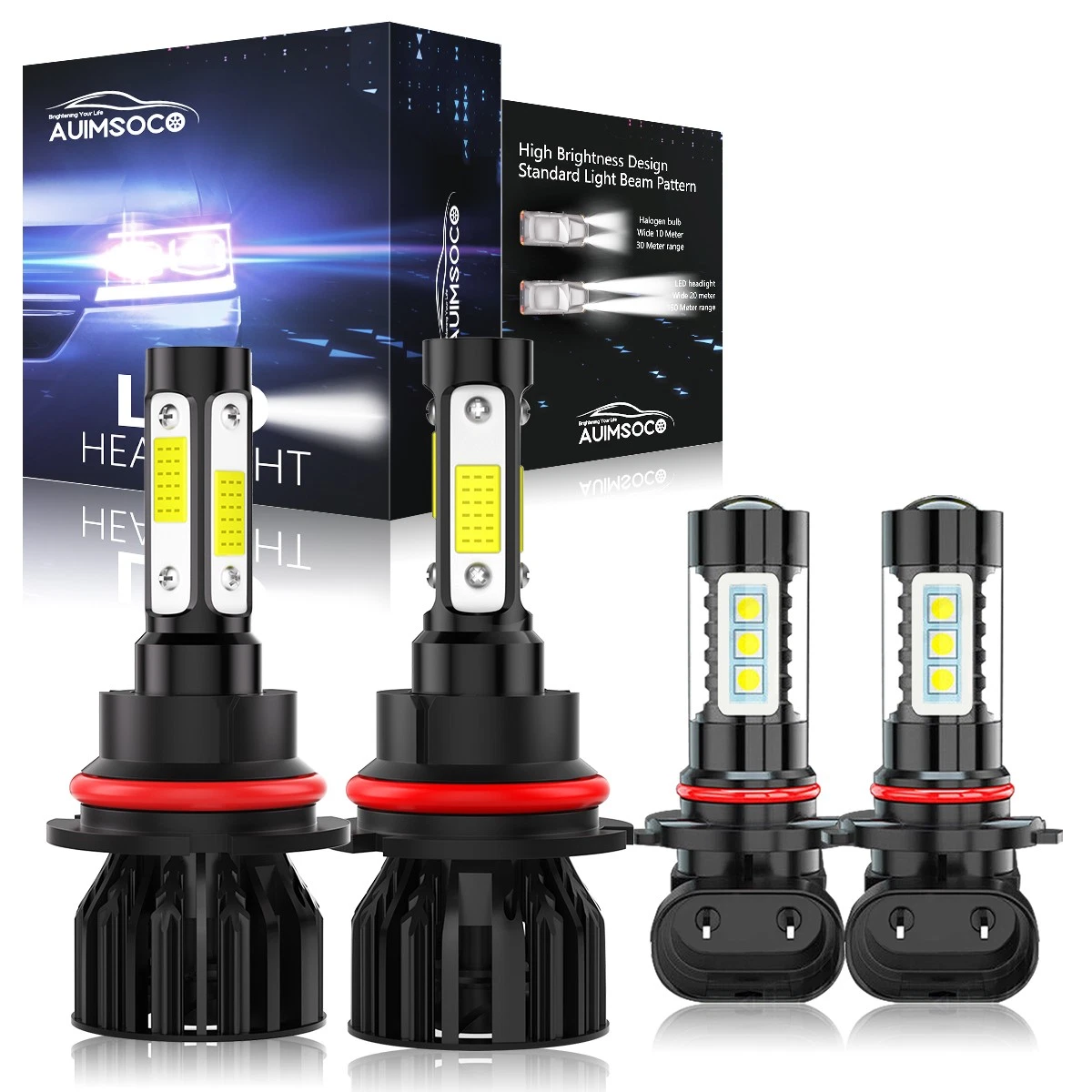 For Ford F-150 1999-2003 Combo 9007 H11 LED Headlight White Bulbs Super Bright