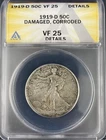 1919-D Walking Liberty Half Dollar “Key Date” ANACS VF25 Detail Coin RARE