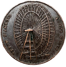 1902 Edoardo VII CORTE DEI CONTI RUOTA GIGANTE 32mm medaglia gettone rame - BHM# 3627