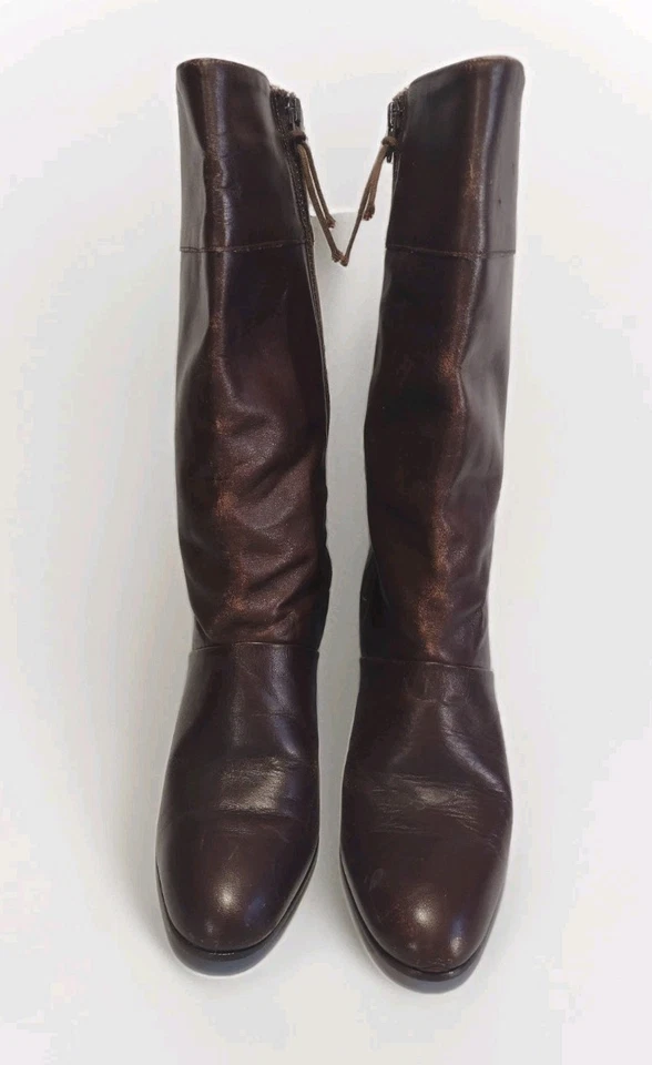 Botas de Colección Años 70 Selby Cuero Marrón Cremallera 7.5M | Cremallera Garra | Tacón Escultural Foto 2 de 4