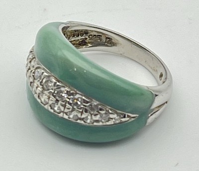 Ross Simons Türkis Keramik CZ Bandring 925 Sterling Silber Größe 6