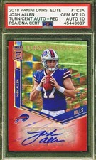 /49 PSA 10 Auto 10 RC Josh Allen 2018 Elite TOTC Rookie Autograph Red Holo POP 1