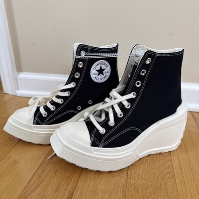 Converse Chuck 70 De Luxe Wedge Shoes Womens Size 7 Black Canvas Hi-Cut Platform
