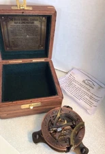 Elliott Bro London Replica Brass Sundial Compass In Wood Box Sun Dial 