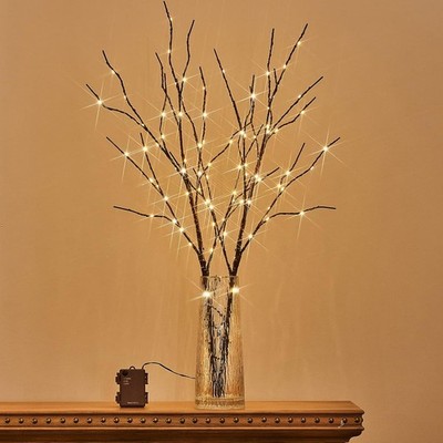 Light Brown Tree Branch 32 Inches 100 LED Light Strip with Timer