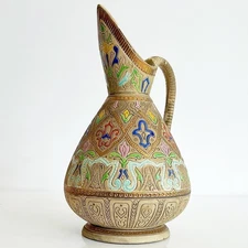 Egyptian earth sandstone ewer Sarreguemines Orientalism early 20th century...