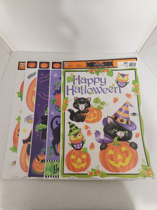 Lot Of 5 Unused  Vintage Halloween Window Color Clings 2004 To 2014
