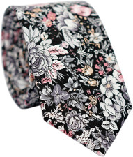 Cotton Floral Tie for Men, Skinny Flower Necktie for Wedding, Party, Activities,
