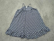 H&M Swing Dress Womens 6 Blue Floral Spaghetti Ruffled Hem Mini Summer Casual
