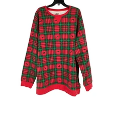 Magellan Outdoors Men's 3XL Red Long Sleeve Holiday Fleece Crew Sweatshirt M1-17