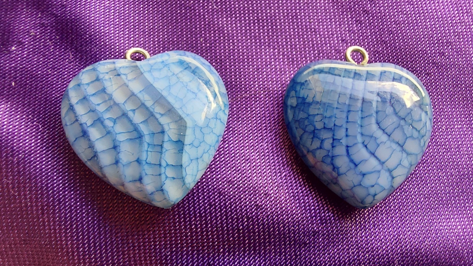 Agate Cœurs Bleu 2.2 cm pour boucles d'oreilles et pendentifs