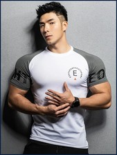 Summer Gyms T shirt Men Bodybuilding Fitness quick-dry short sleeve t-shirt
