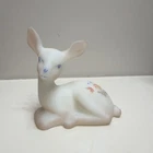 Fenton Glass Deer Figurine Hand Painted White Flowers&Butterfly BEAUTIFUL
