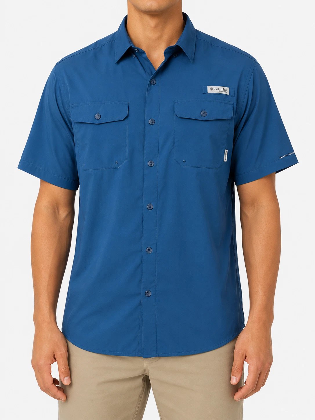 Columbia Mens Blue Button-Down Sun Protection Shirt XLT Regular Fit