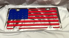 US Flag stainless steel chrome mirror vanity license plate tag USA