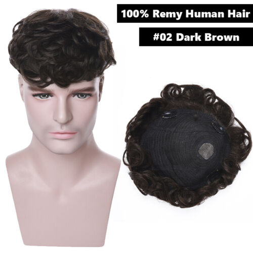 Pelucas con clip para postizos de cabello humano Remy real Toupee para hombre - Imagen 12 de 17