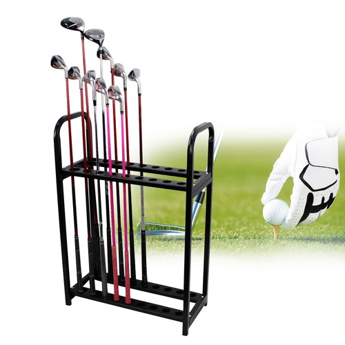 18-hole Golf Club Display Stand Rack Ground Cue Golf Club Organizer Holder Metal