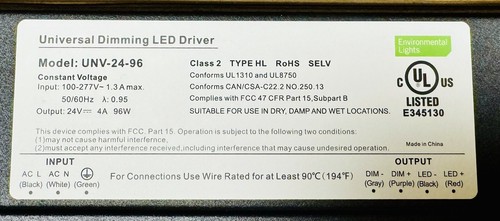 Environmental Lights - Universal Dimming Driver 24VDC 96W UNV-24-96 - NEW - Picture 2 of 5