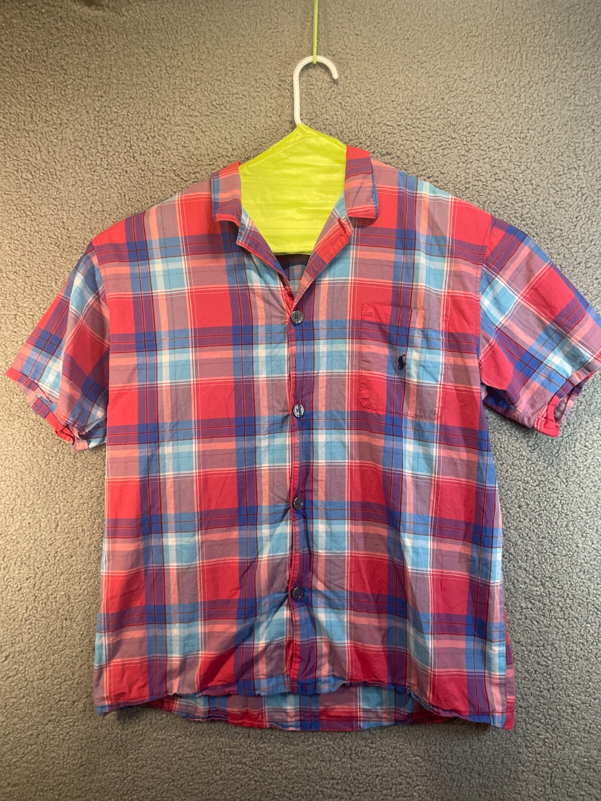 Polo Ralph Lauren camicia uomo grande blu verde a quadri blu pony preppy
