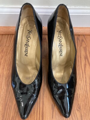 Yves Saint Laurent YSL Black Patent High Heel Shoes