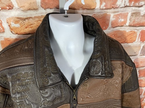 vintage Leather Tanners Avenue money textured jacket sz 3XL hip hop 90s y2k - Picture 11 of 11