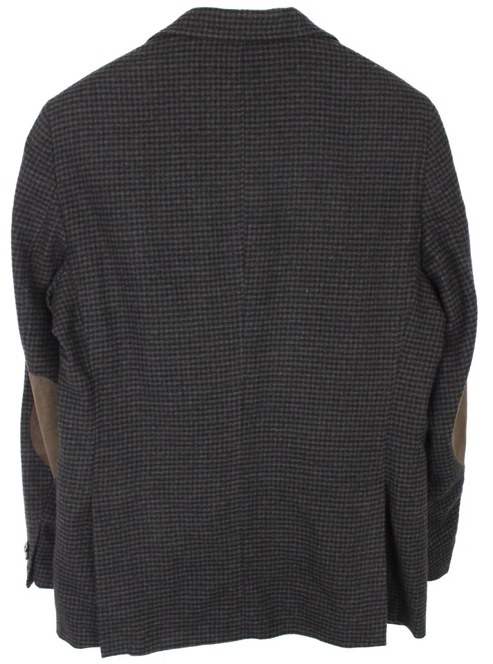 Blazer Massimo Dutti 2003 para hombre EE. UU. 40 lana un solo pecho guinga parches en el codo Foto 2 de 4