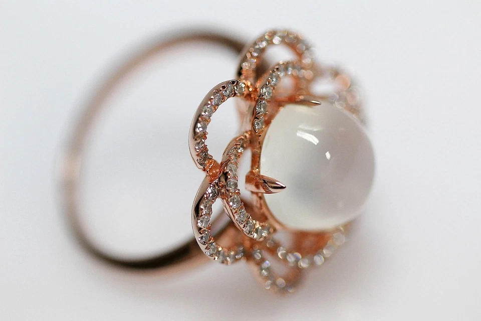 Anillo de topacio blanco/piedra lunar Vermeil .925. Foto 3 de 4