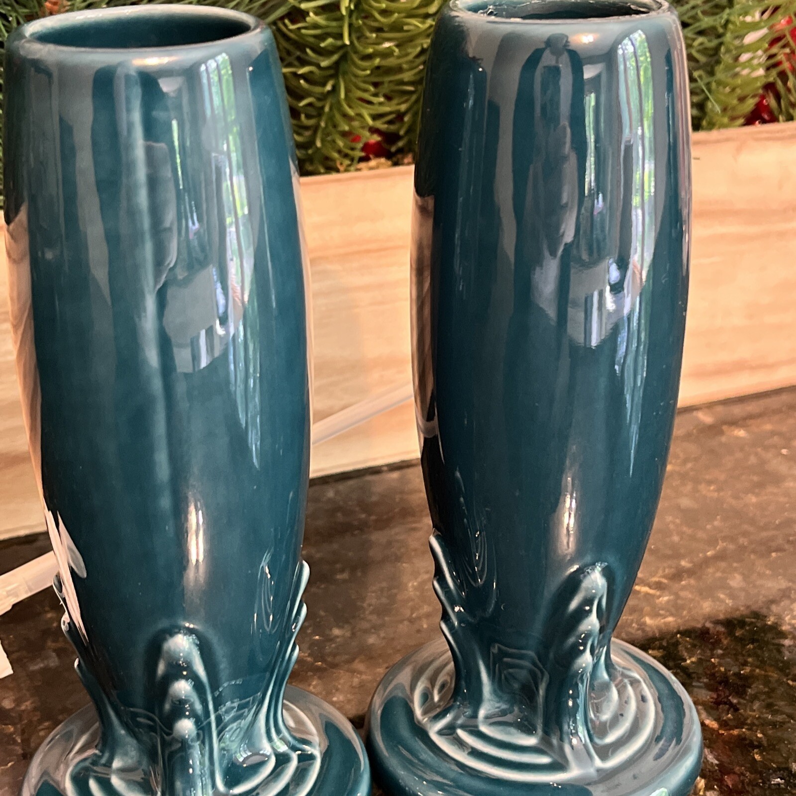 Set of 2 Fiestaware Juniper Green 2 Bud Vase Soap Pump Discontinued