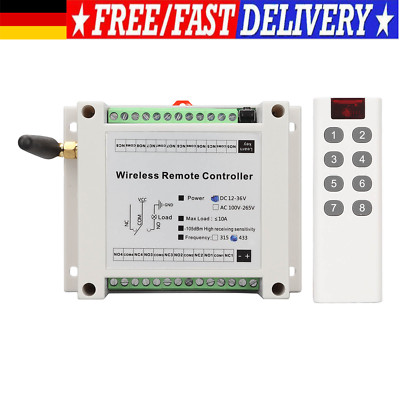 8-Kanal Relais 8CH 10A DC 12V 36V Lampensteuerung Funkschalter Relais Modul