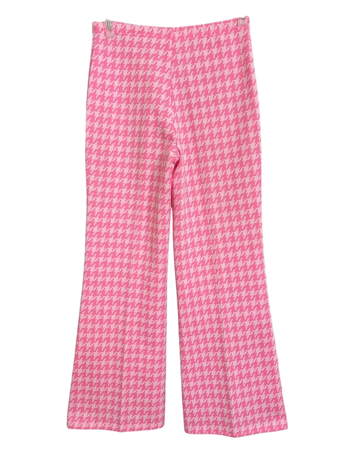 Vintage BarbieCore Pink Houndstooth Jacket Flare Pants Pantsuit Mod 60s Blazer M - Image 3 of 4