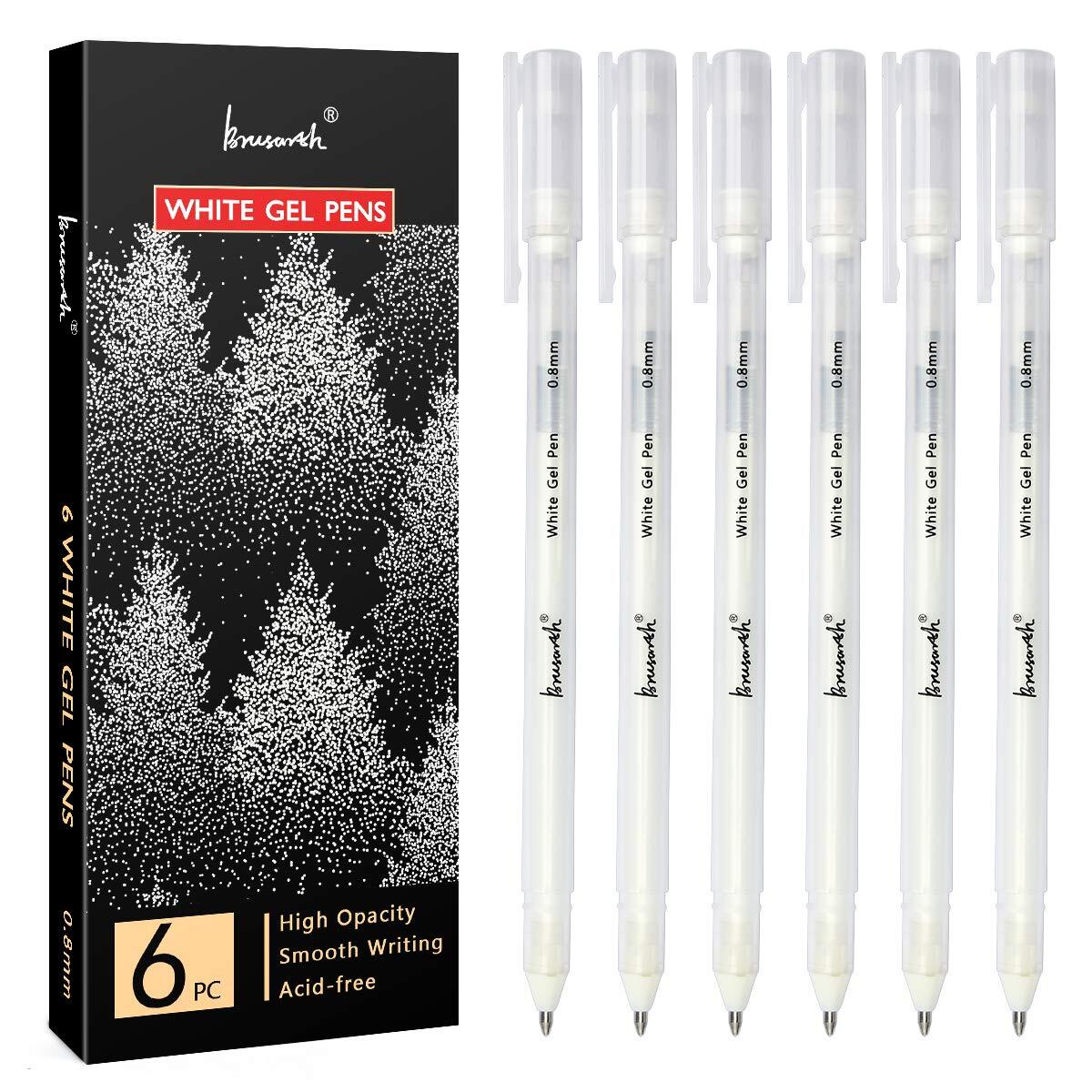 White Gel Pen Set - 0.8 mm Extra Fine Point Pens Gel Ink Pens for Black Paper...