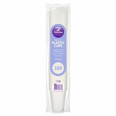Neu Ganzjahres Geschirr 100 Teile Weiß Plastikbecher Top Qualität 