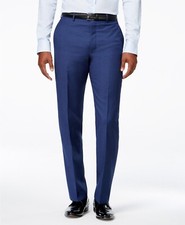 Calvin Klein Men's Blue Wool Extreme Slim Fit Flat Front Pants Size 32 W 30 L