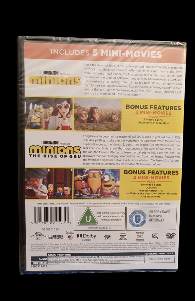 Minions Rise Of Gru + Minions dvd Brand New P&P Free - Image 2 of 2